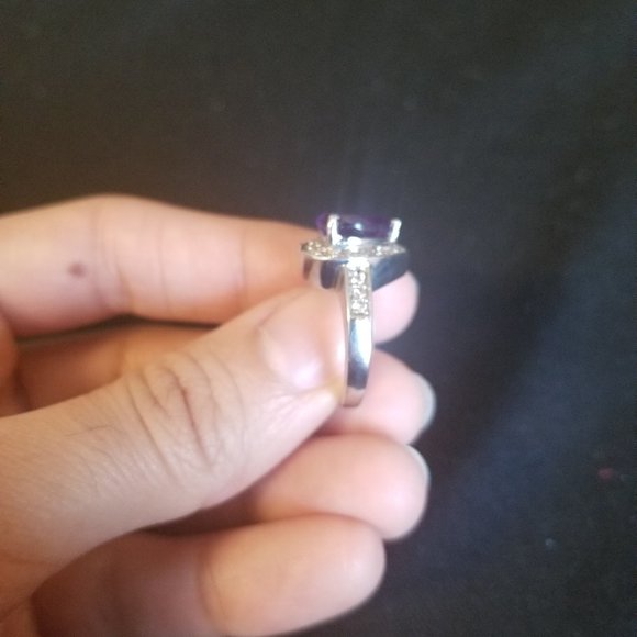 Heart Engagement ring - size 5 - amethyst and CZ - Picture 11 of 15